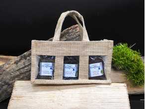 Lot de 3 mini confitures dans un sac cadeau