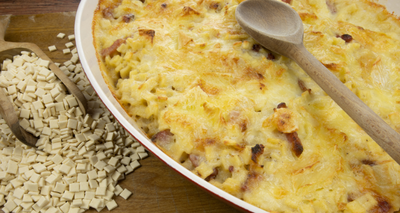 Gratin de crozet aux champignons et beaufort